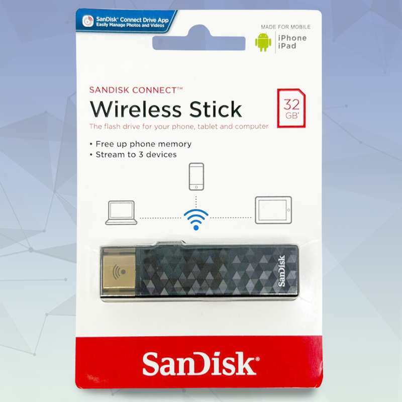 Memoria USB 32GB Wireless Stick de SanDisk Connect para teléfonos celulares, tabletas y computadoras