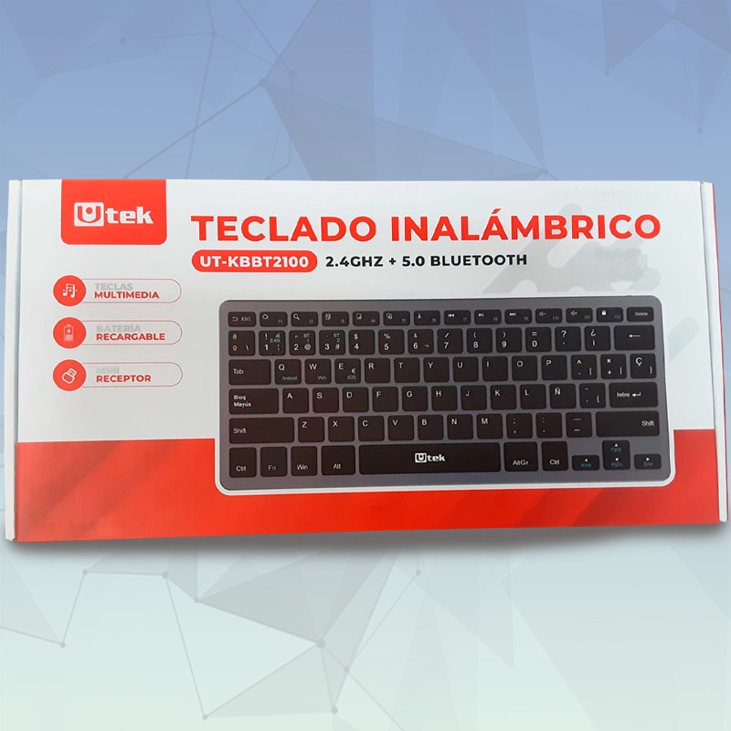 Teclado Inalámbrico Bluetooth y 2,4Ghz, recargable / mod. UT-KBBT2100